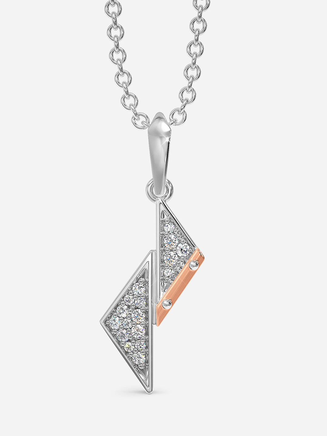 

MELORRA Leather Love Diamond-Studded Rose Gold-Plated 18KT White Gold Pendant- 1.38 gm