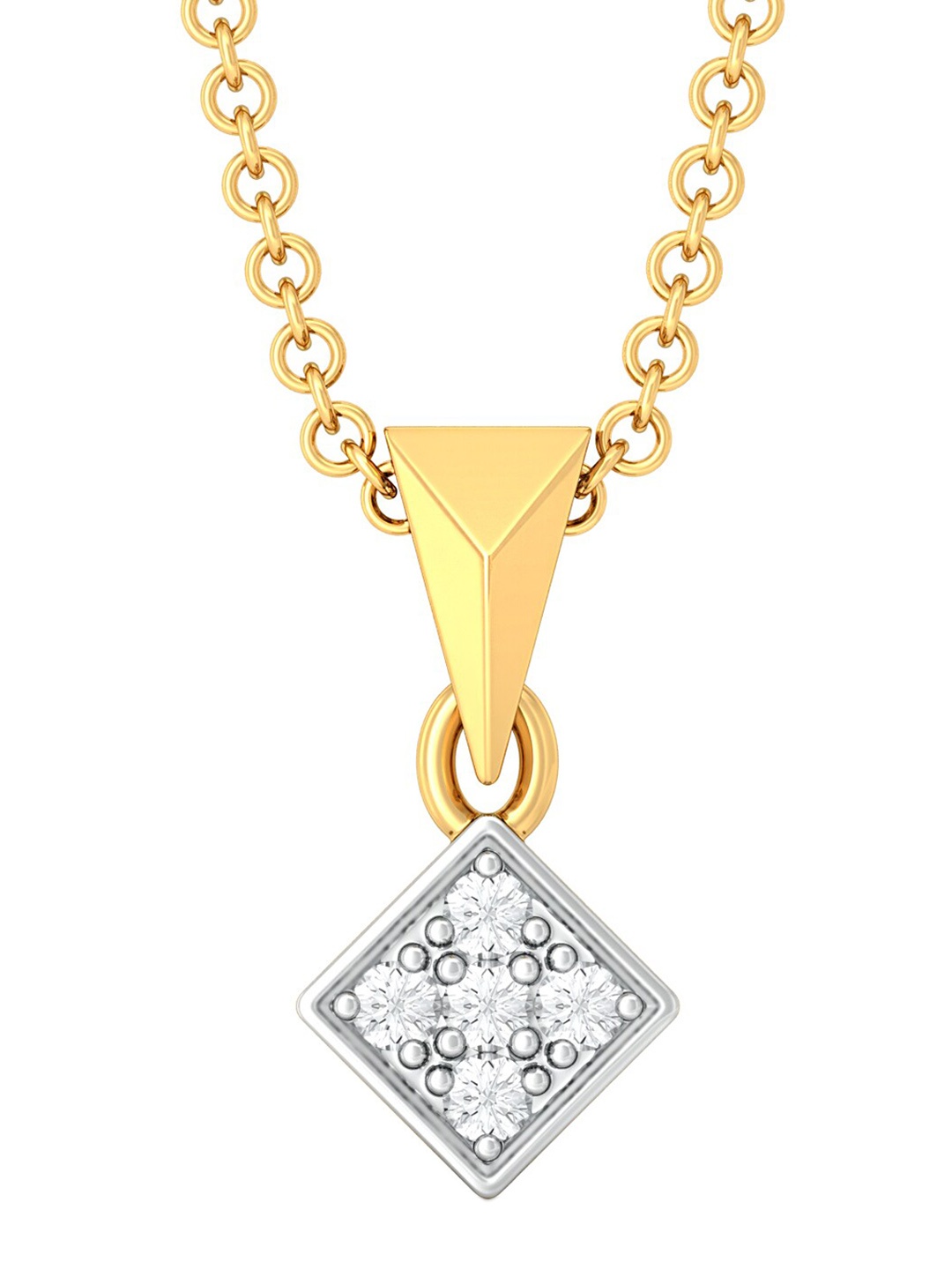 

MELORRA Parallel Spell Rhodium-Plated 18KT Gold Diamond Pendant-1.21gm