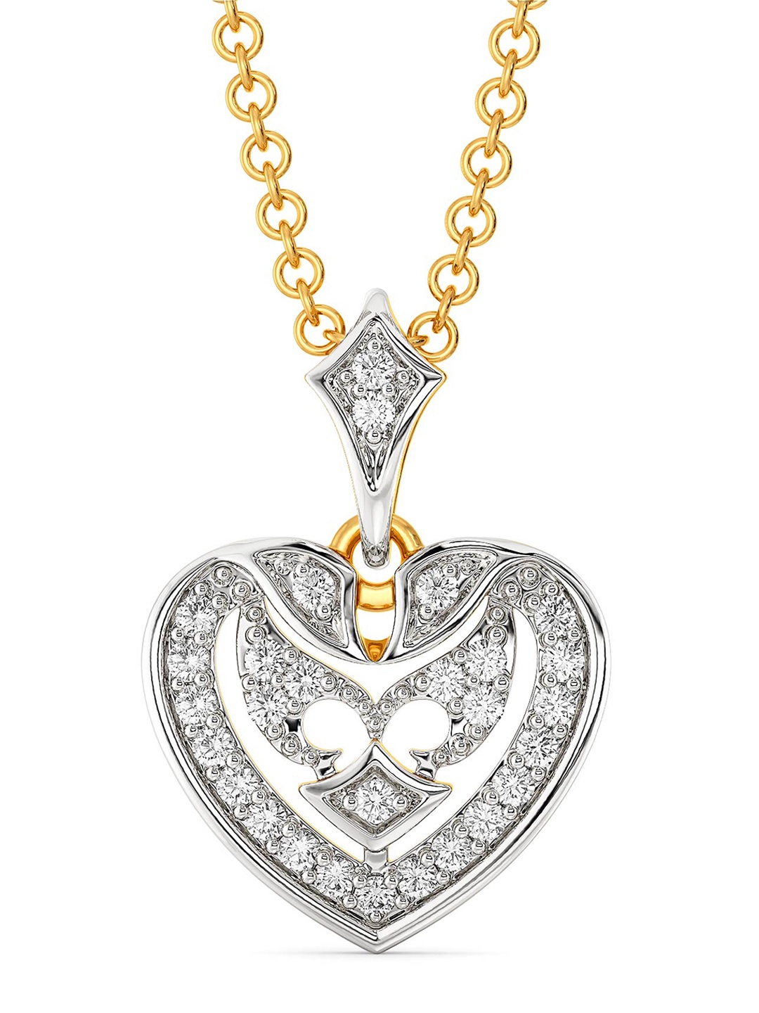 

MELORRA 18KT Whimsical Love Heart Shaped Gold Diamond Pendant-1.73 g