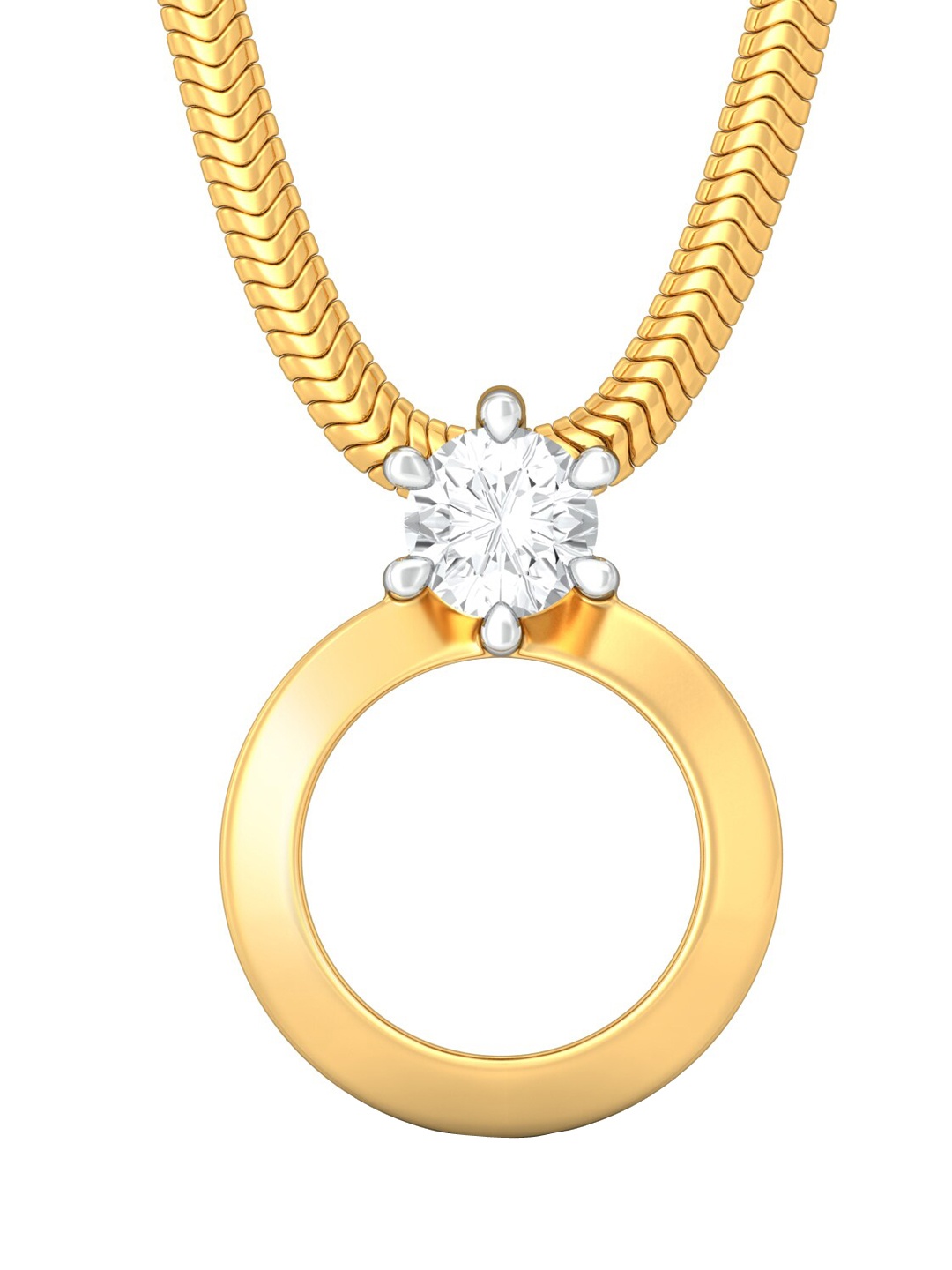 

MELORRA Hoop Whoop Diamond-Studded Rhodium-Plated 18KT Gold Pendant- 0.72 gm