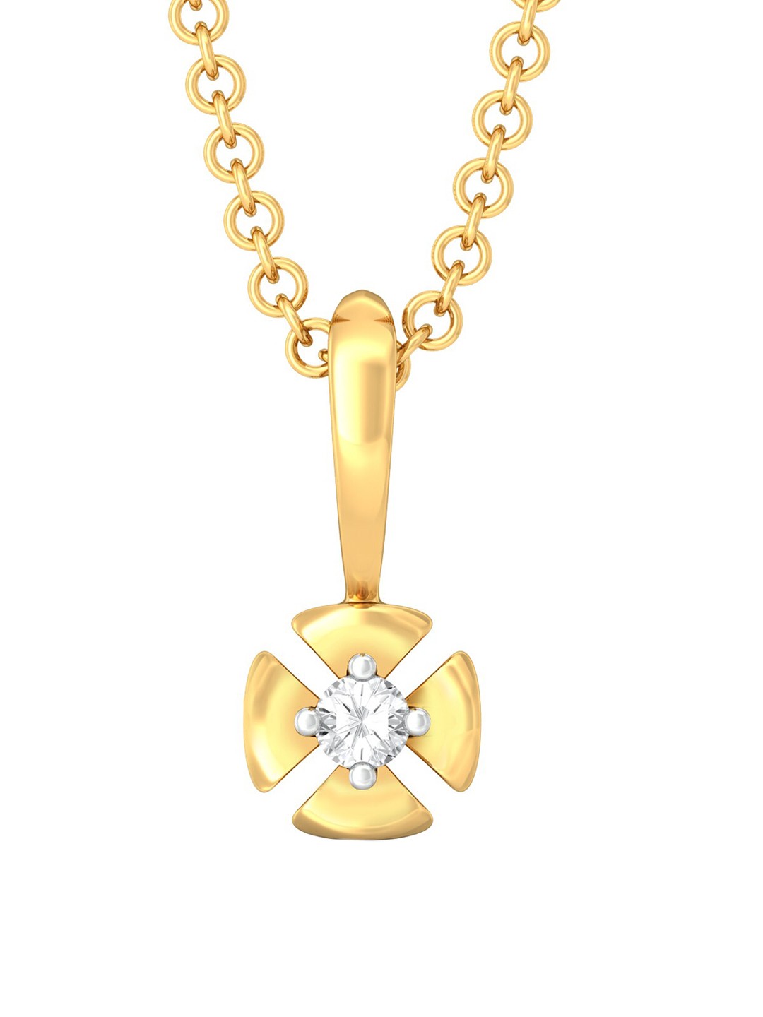 

MELORRA Petal Perfecto Diamond-Studded Rhodium-Plated 18KT Gold Pendant- 0.83 gm
