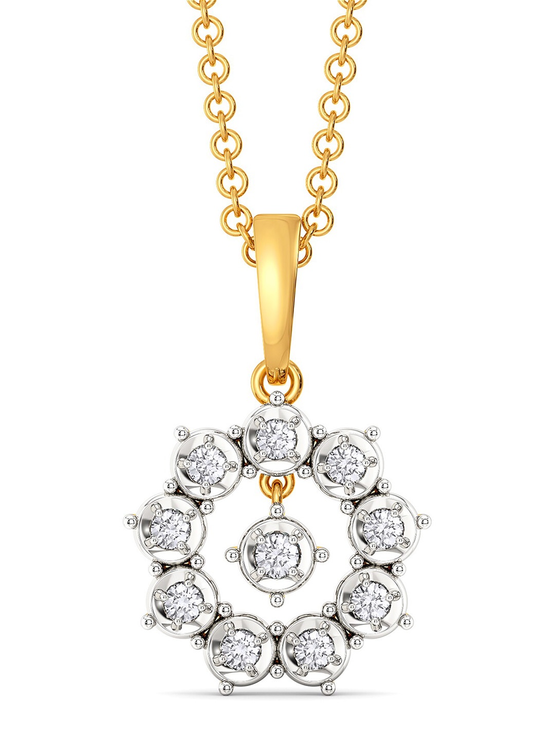 

MELORRA Twinkle Treats Rhodium-Plated 18KT Gold Diamond Pendant-2.02gm