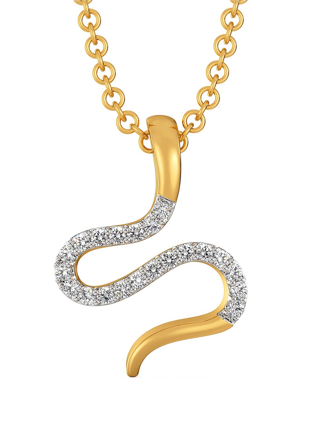 

MELORRA Twirled Purl Diamond-Studded 18KT Gold Pendant- 0.89 gm
