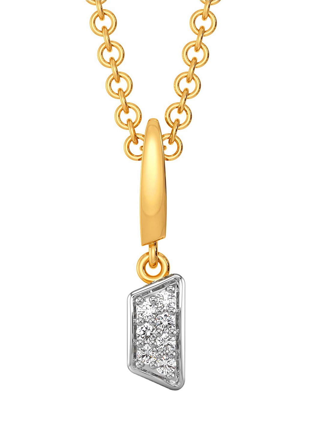 

MELORRA Neutral Nudge Diamond-Studded Rhodium-Plated 18KT Gold Pendant- 0.58 gm