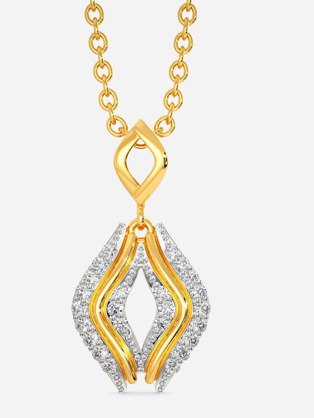 

MELORRA Cozy Wraps Diamond-Studded Rhodium-Plated 18KT Gold Pendant- 1.44 gm