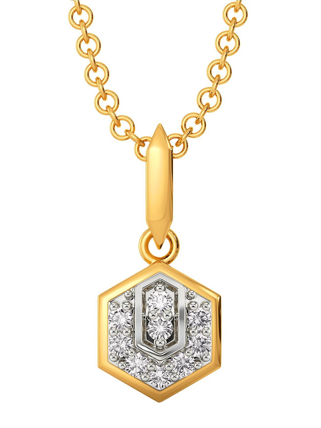 

MELORRA A Cocktail Tale Rhodium-Plated 18KT Gold Diamond Pendant-0.95gm