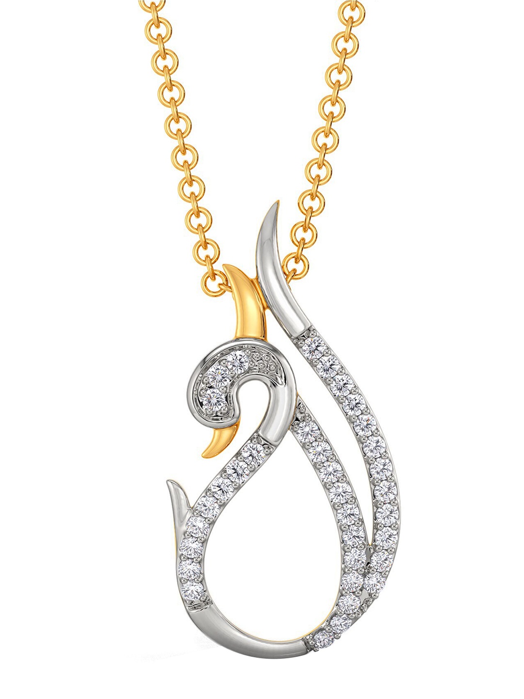

MELORRA Swan Suave Rhodium-Plated 18KT Gold Diamond Pendant-2.01gm