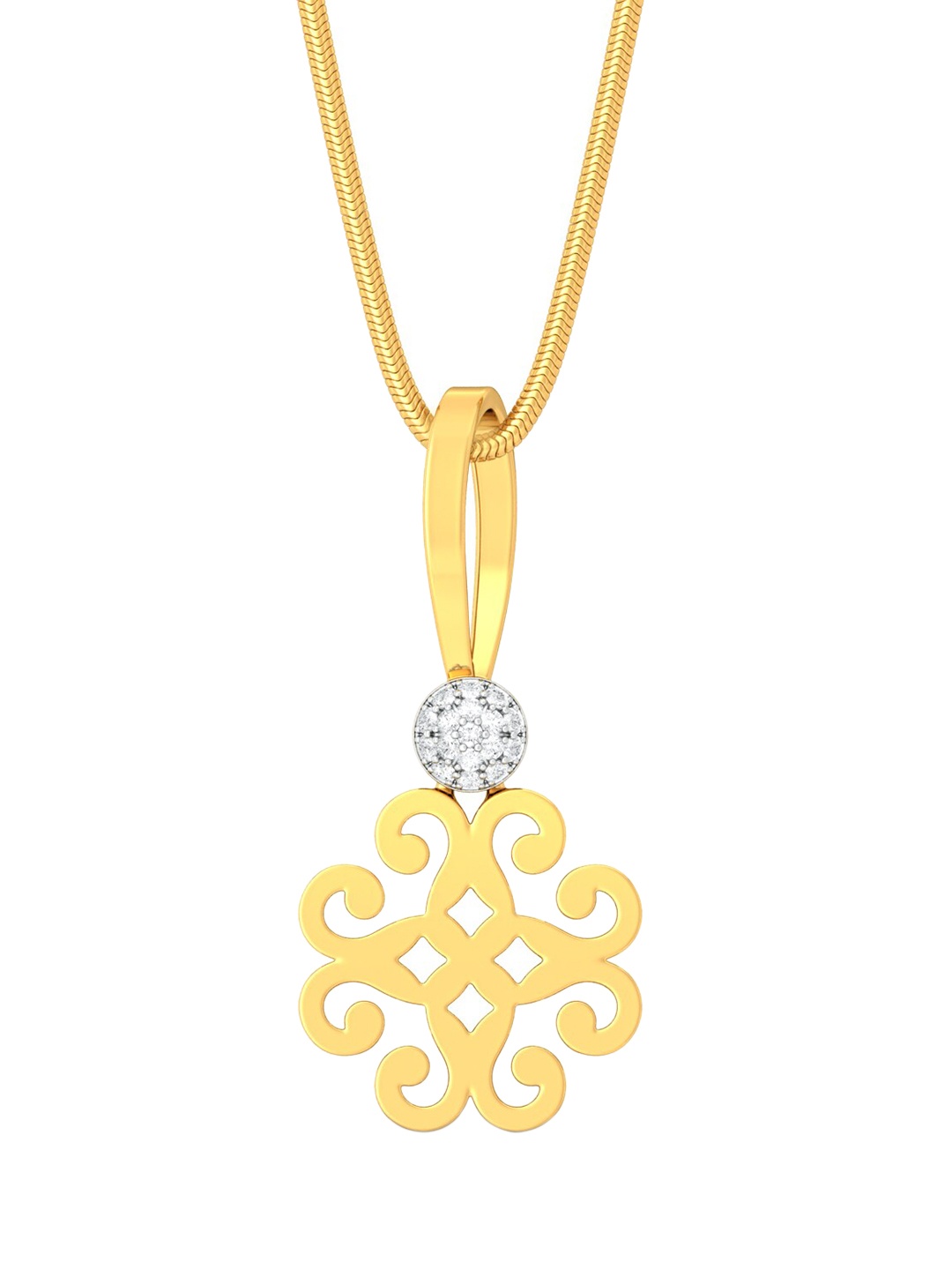 

MELORRA 18KT Bella Rhodium Plated Diamond Pendant - 3.11 g, Yellow