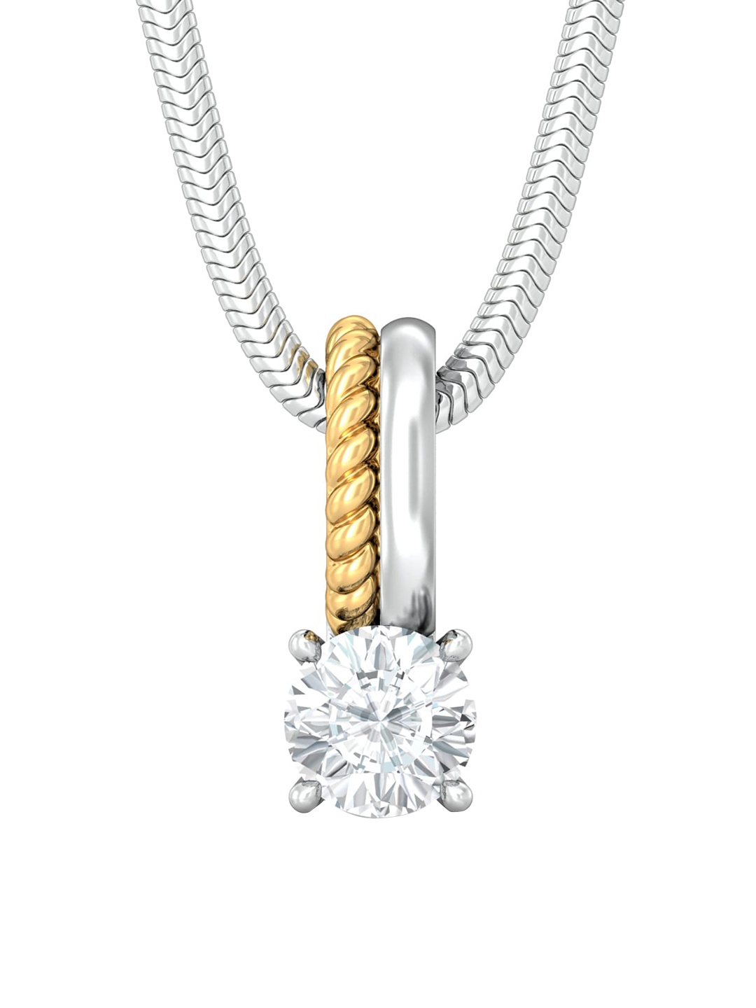 

MELORRA Solitaire Extraordinaire Diamond-Studded 18KT White Gold Pendant-0.91 gm, Silver