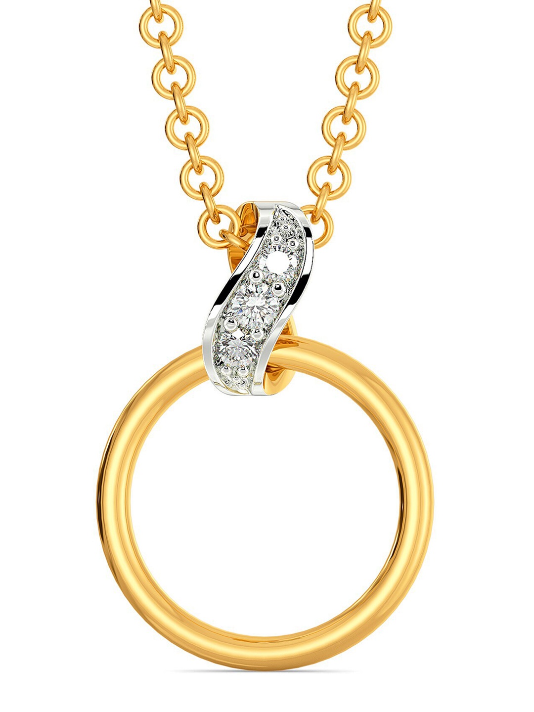 

MELORRA Twirly Whirls Diamond-Studded Rhodium-Plated 18KT Gold Pendant- 0.65 gm