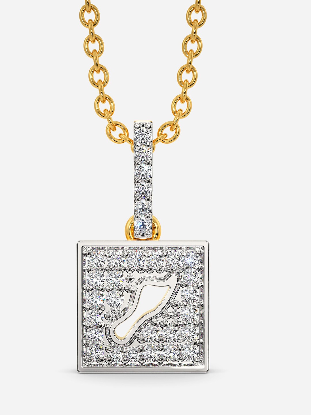 

MELORRA Camo Army Diamond-Studded Rhodium-Plated 18KT Gold Pendant- 1.55 gm