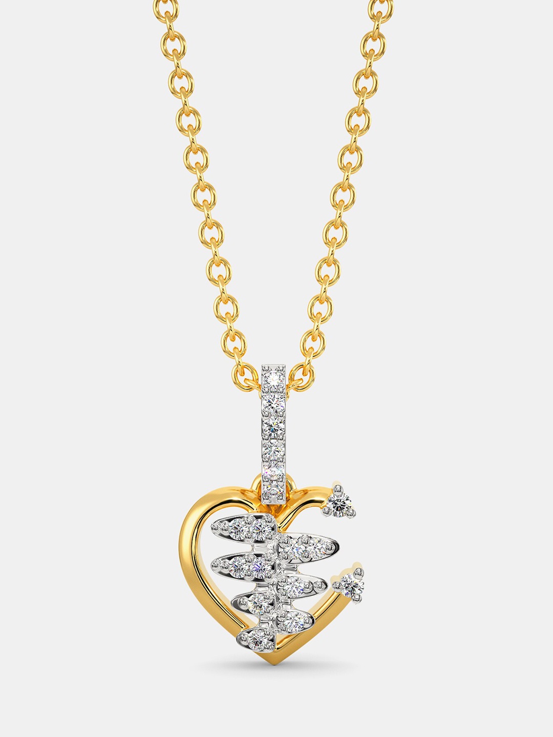 

MELORRA Zippered Love Diamond-Studded Rhodium-Plated 18KT Gold Pendant- 1.48 gm