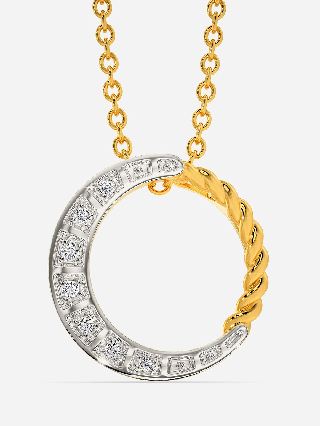 

MELORRA Sixties Sojourn Diamond-Studded Rhodium-Plated 18KT Gold Pendant- 2.16 gm