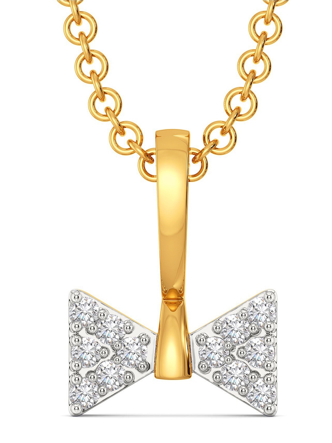 

MELORRA The Bow Bash Diamond-Studded Rhodium-Plated 18KT Gold Pendant- 0.93 gm