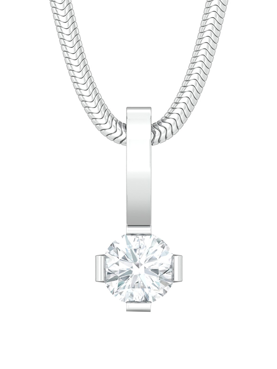 

MELORRA Viva Forever 18KT White Gold Diamond Studded Pendant-0.69gm, Silver
