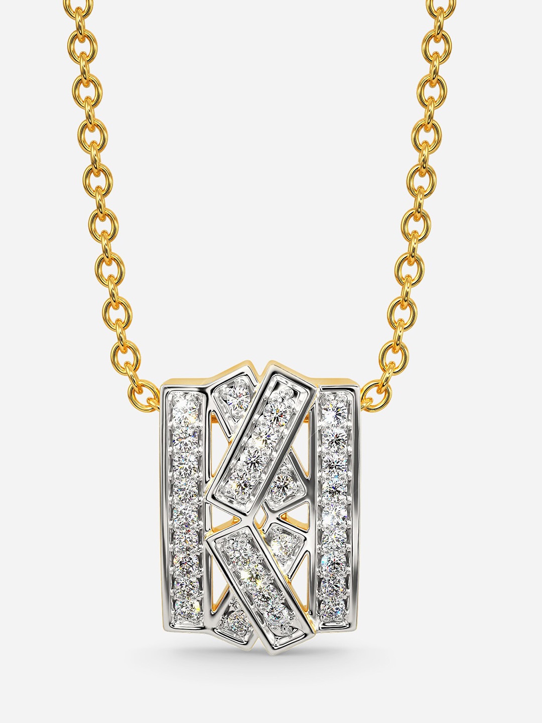 

MELORRA Wingin Knit Diamond-Studded Rhodium-Plated 18KT Gold Pendant- 1.97 gm