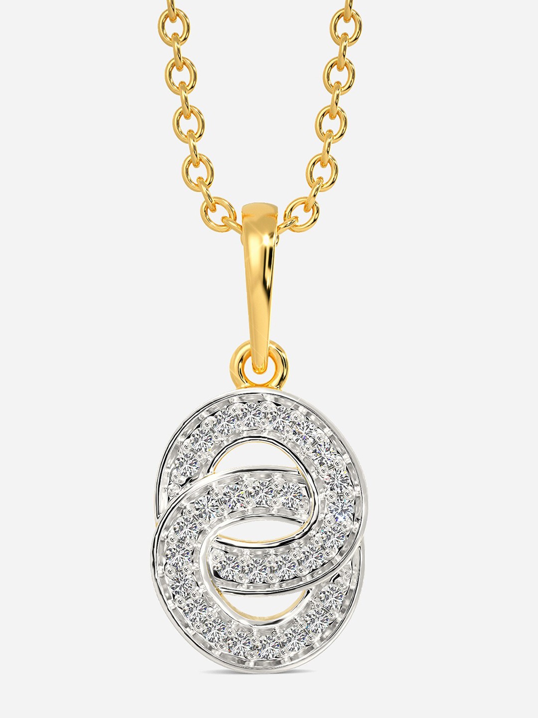 

MELORRA Snowflake Dreams Diamond-Studded Rhodium-Plated 18KT Gold Pendant- 1.66 gm