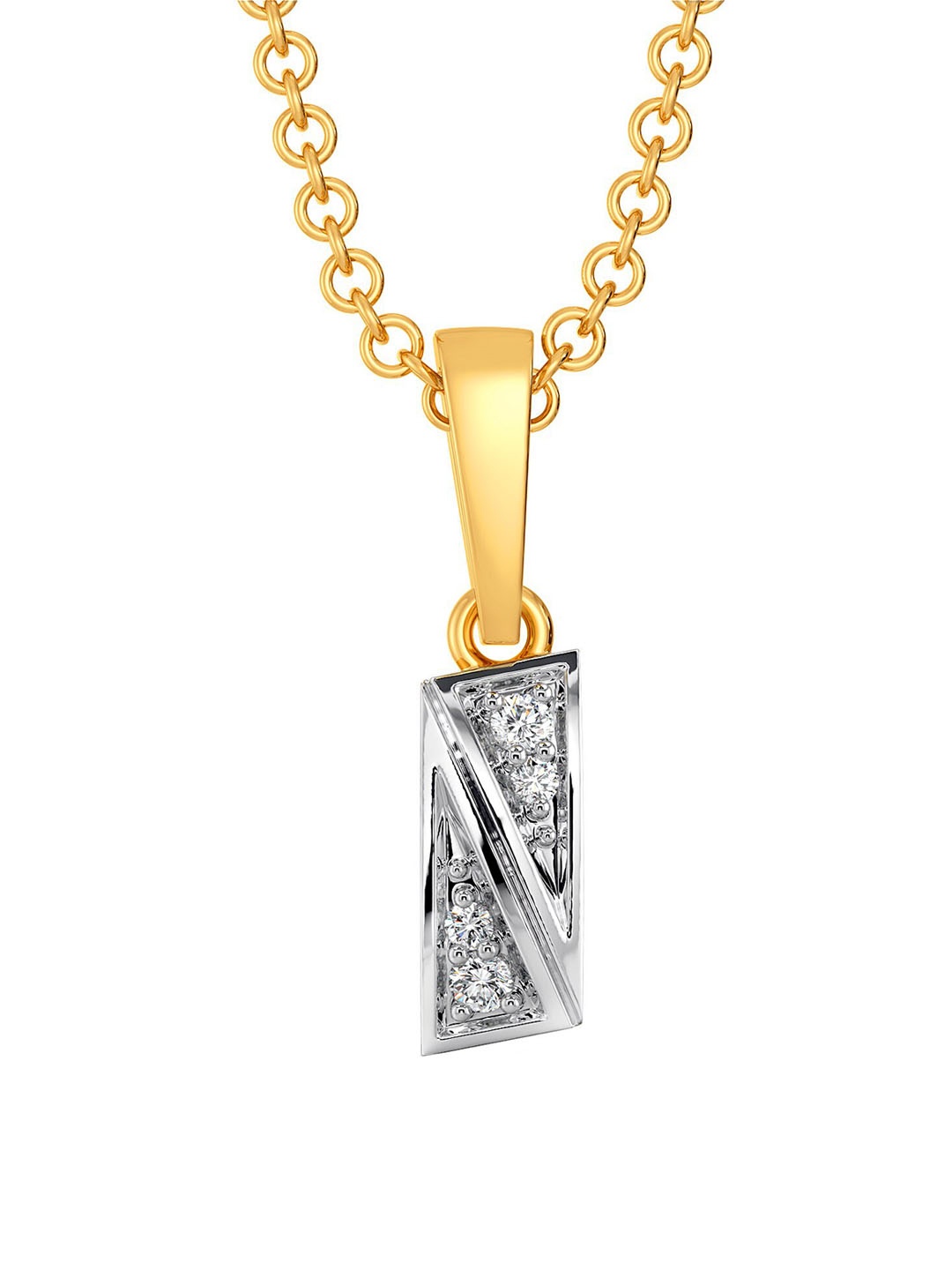 

MELORRA Angled Tangle Diamond-Studded Rhodium-Plated 18KT Gold Pendant- 0.92 gm
