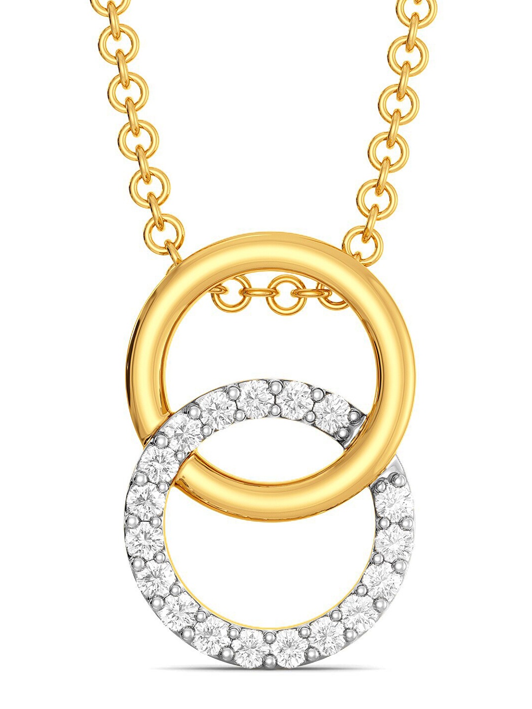

MELORRA Ring A Bling Diamond-Studded Rhodium-Plated 18KT Gold Pendant- 1.93 gm