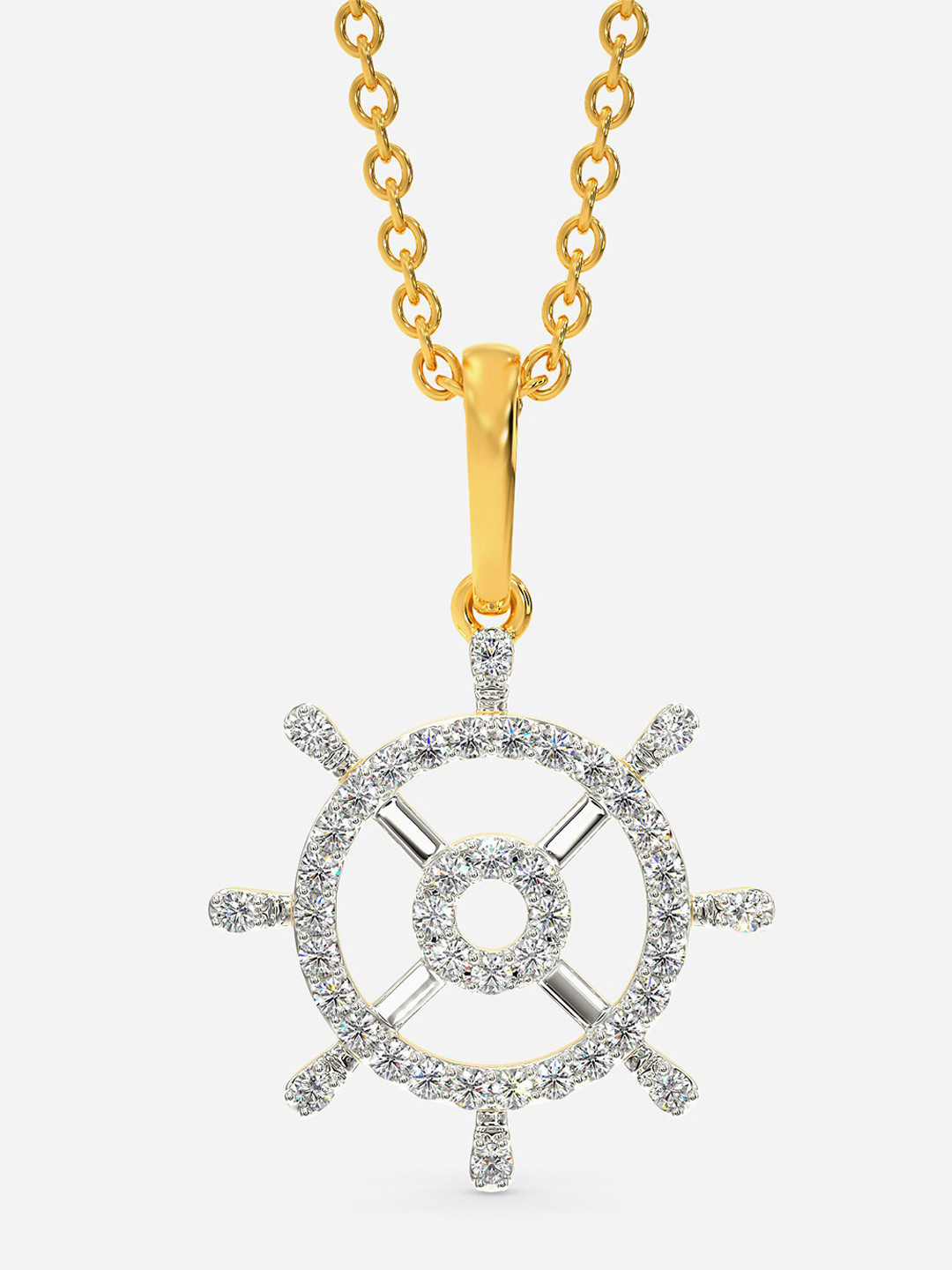 

MELORRA Sensual Wheels Diamond-Studded Rhodium-Plated 18KT Gold Pendant- 1.5 gm