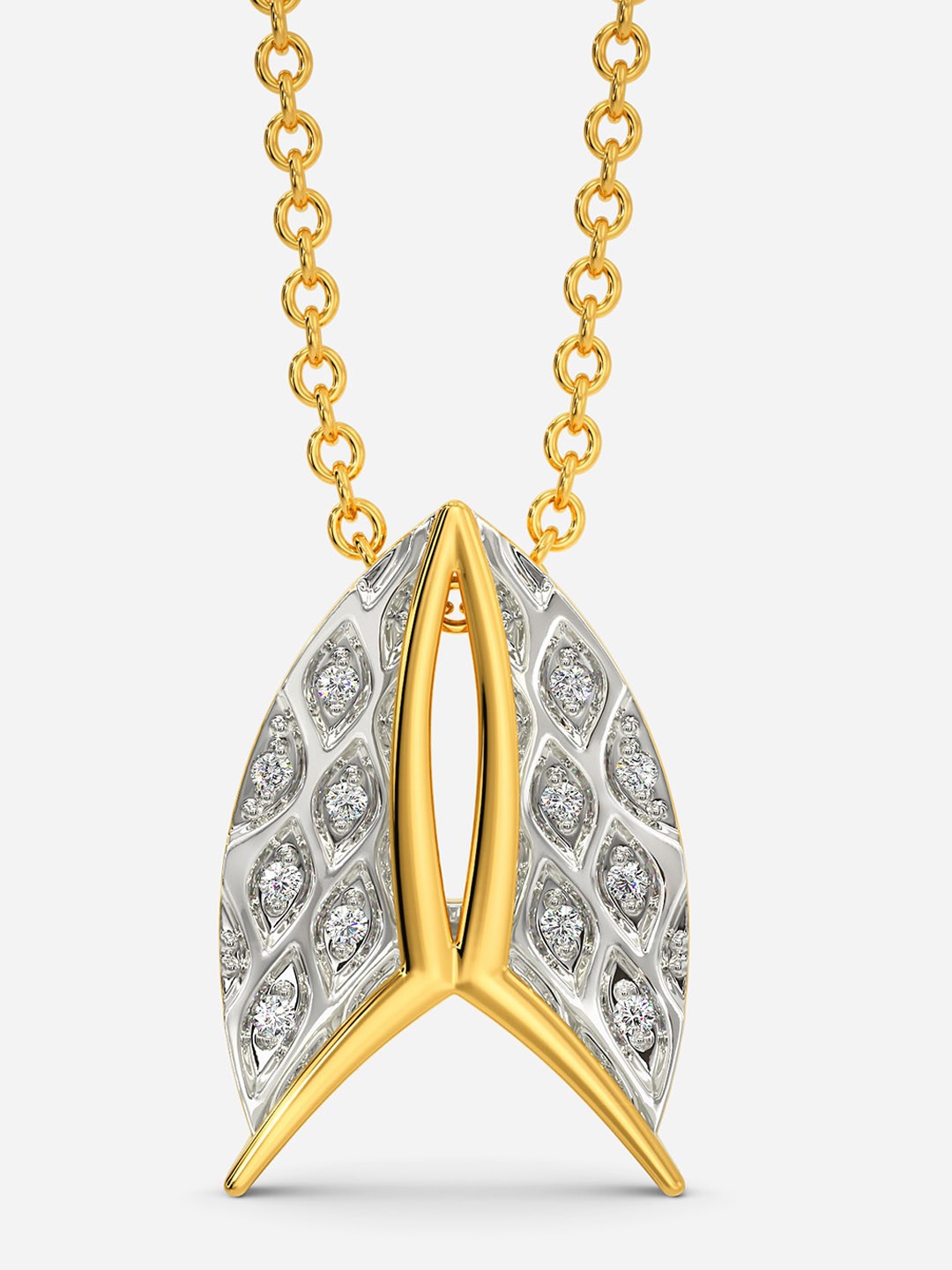 

MELORRA Knits n Curves Diamond-Studded Rhodium-Plated 18KT Gold Pendant- 2.82 gm