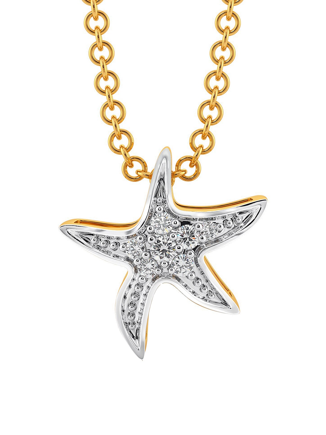 

MELORRA Starry Seas Diamond-Studded Rhodium-Plated 18KT Gold Pendant- 1.19 gm