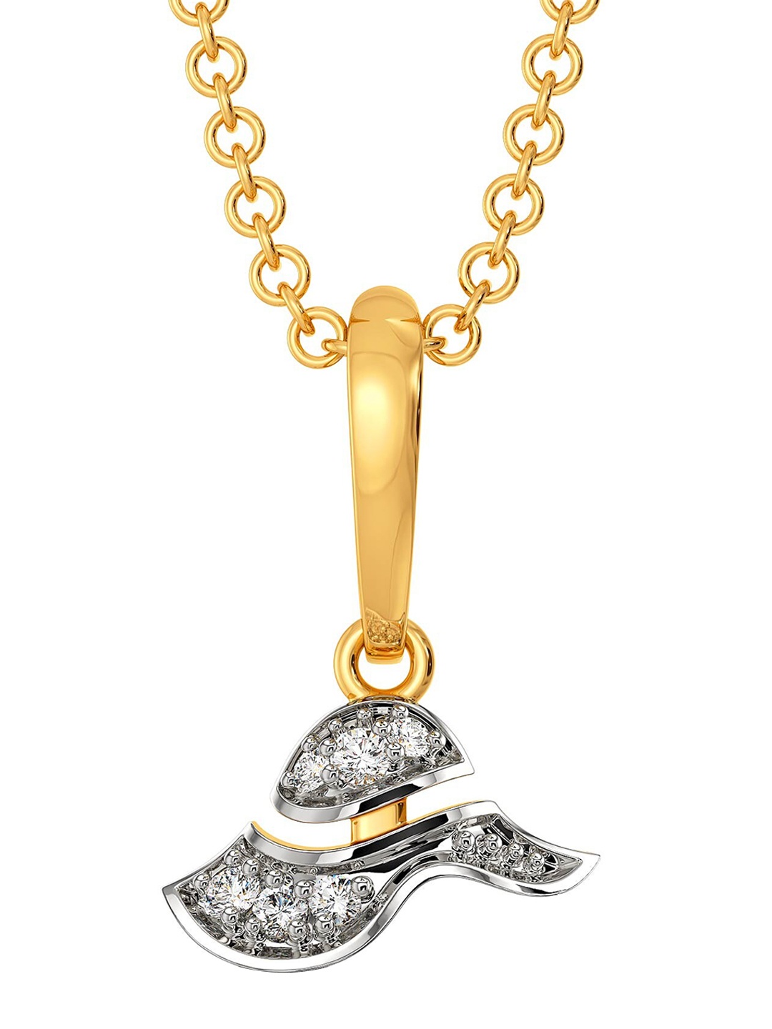 

MELORRA Floppy Hats Diamond-Studded Rhodium-Plated 18KT Gold Pendant- 1.2 gm