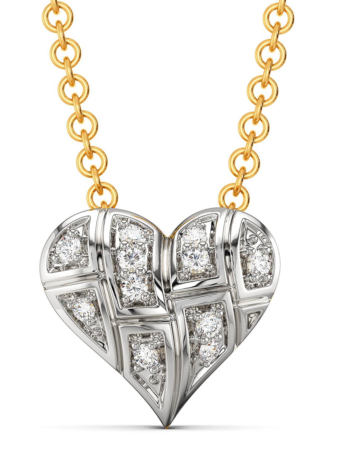 

MELORRA 18KT A Tartan Romance Rhodium Plated Diamond Pendant - 1.35 g, Yellow