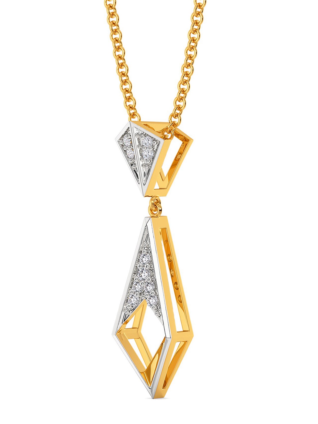 

MELORRA Bold Folder Rhodium-Plated 18KT Gold Diamond Studded Pendant-1.47gm