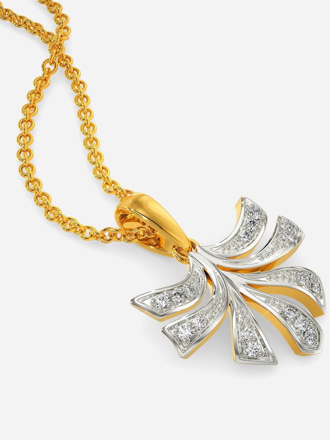 

MELORRA Ariel Diamond-Studded Rhodium-Plated 18KT Gold Pendant- 2.56 gm