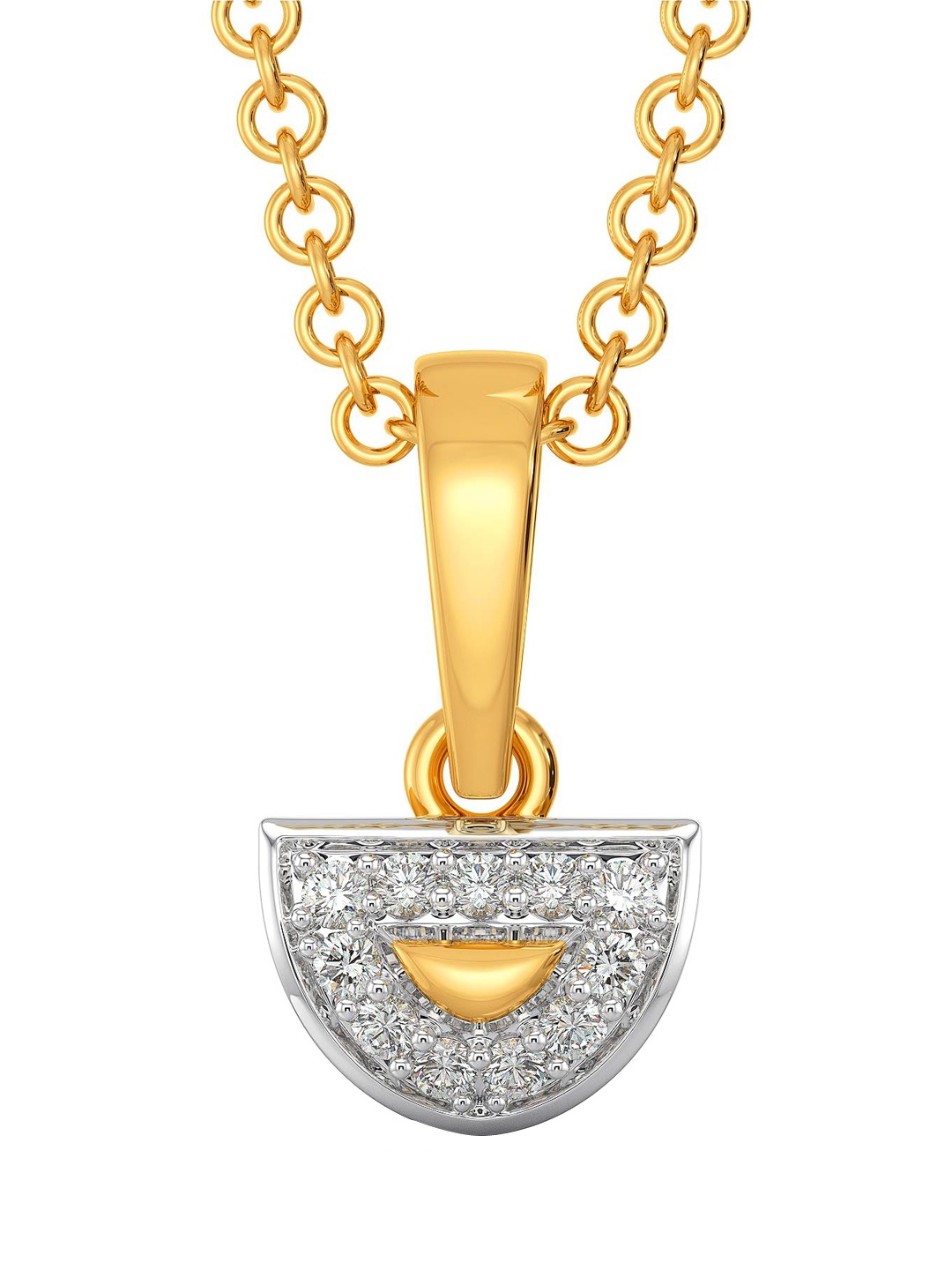 

MELORRA Arc Accords Diamond-Studded Rhodium-Plated 18KT Gold Pendant- 0.77 gm