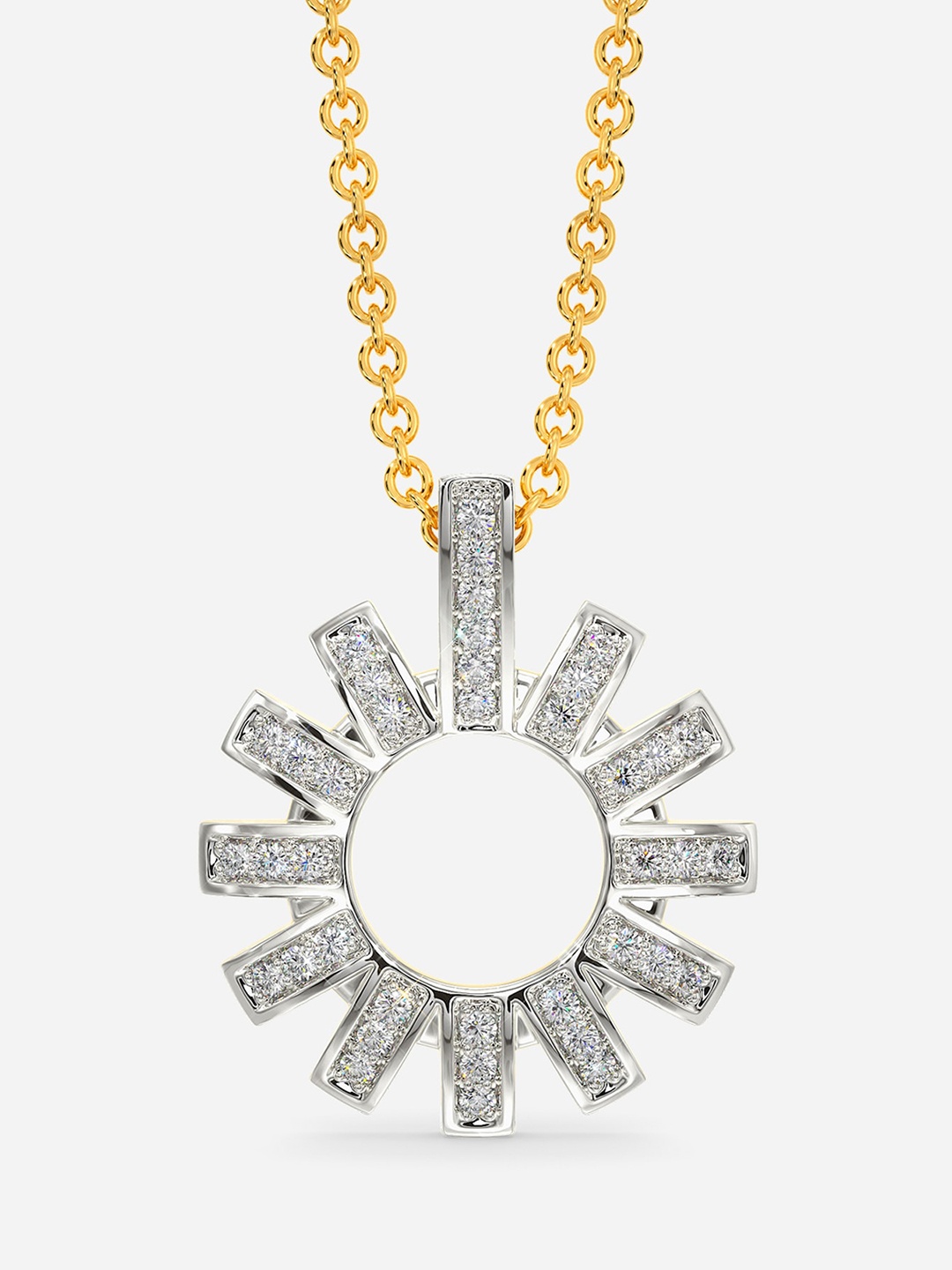 

MELORRA Dream Escapade Diamond-Studded Rhodium-Plated 18KT Gold Pendant- 3.14 gm