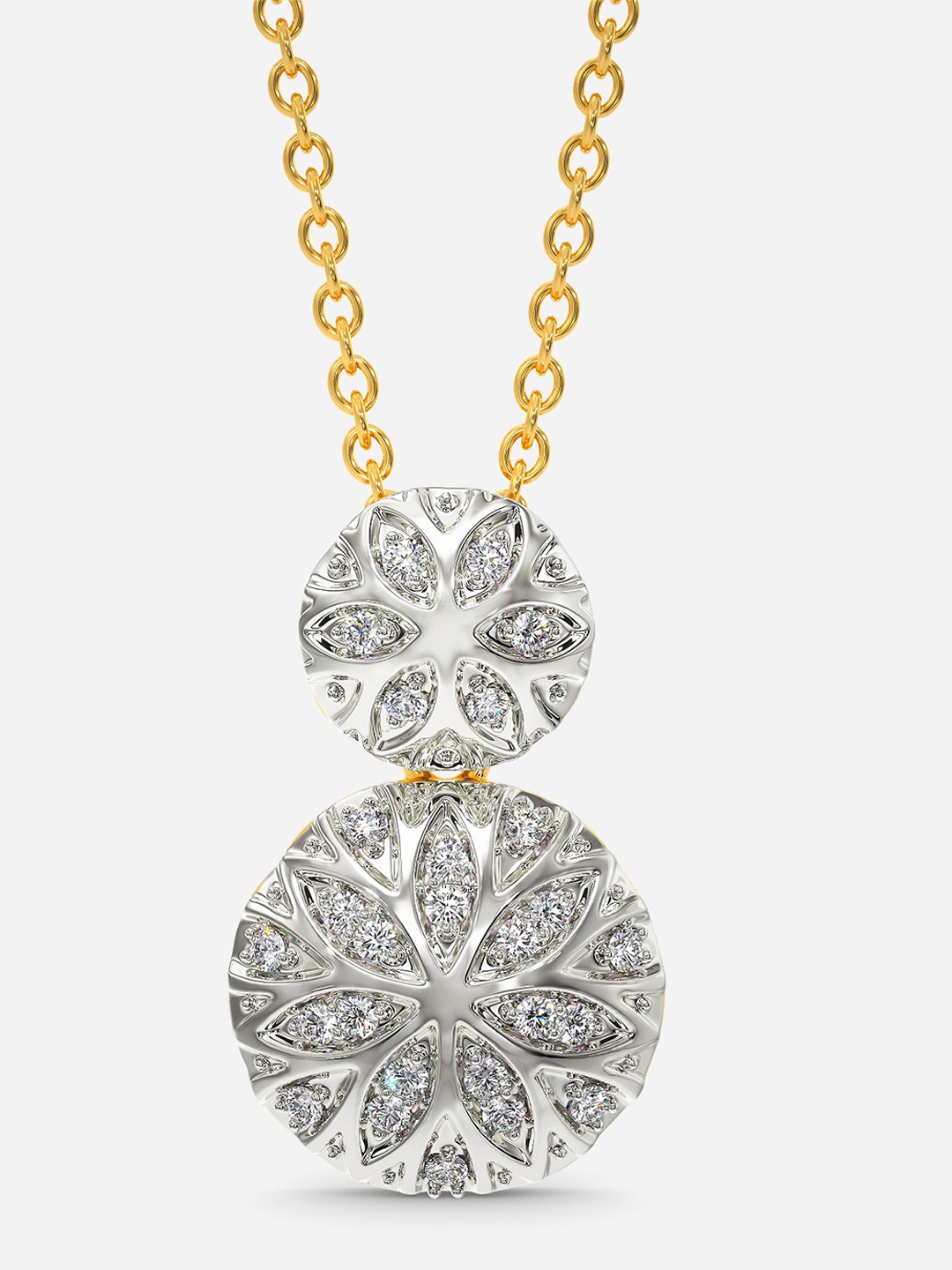 

MELORRA Line Up Knitly Diamond-Studded Rhodium-Plated 18KT Gold Pendant- 2.75 gm