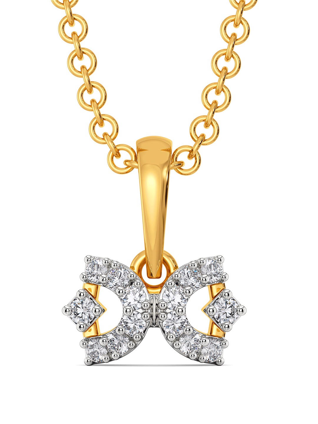

MELORRA Right to Bow Diamond-Studded Rhodium-Plated 18KT Gold Pendant- 1.01 gm