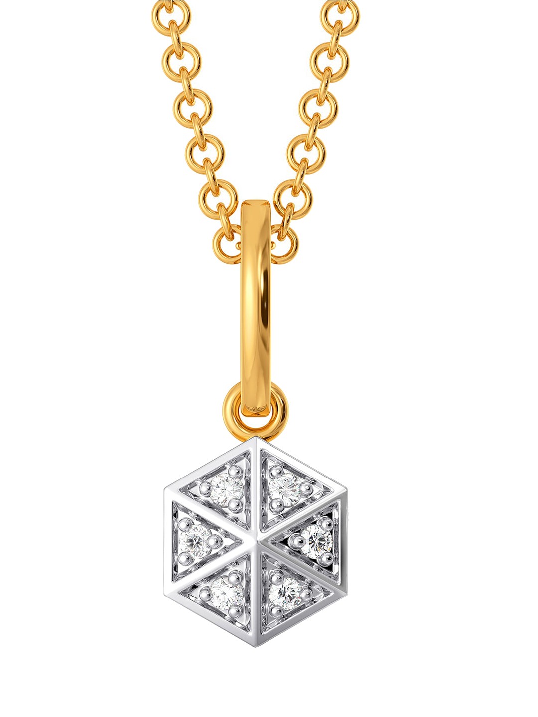 

MELORRA Go Gingham Diamond-Studded Rhodium-Plated 18KT Gold Pendant- 0.77 gm