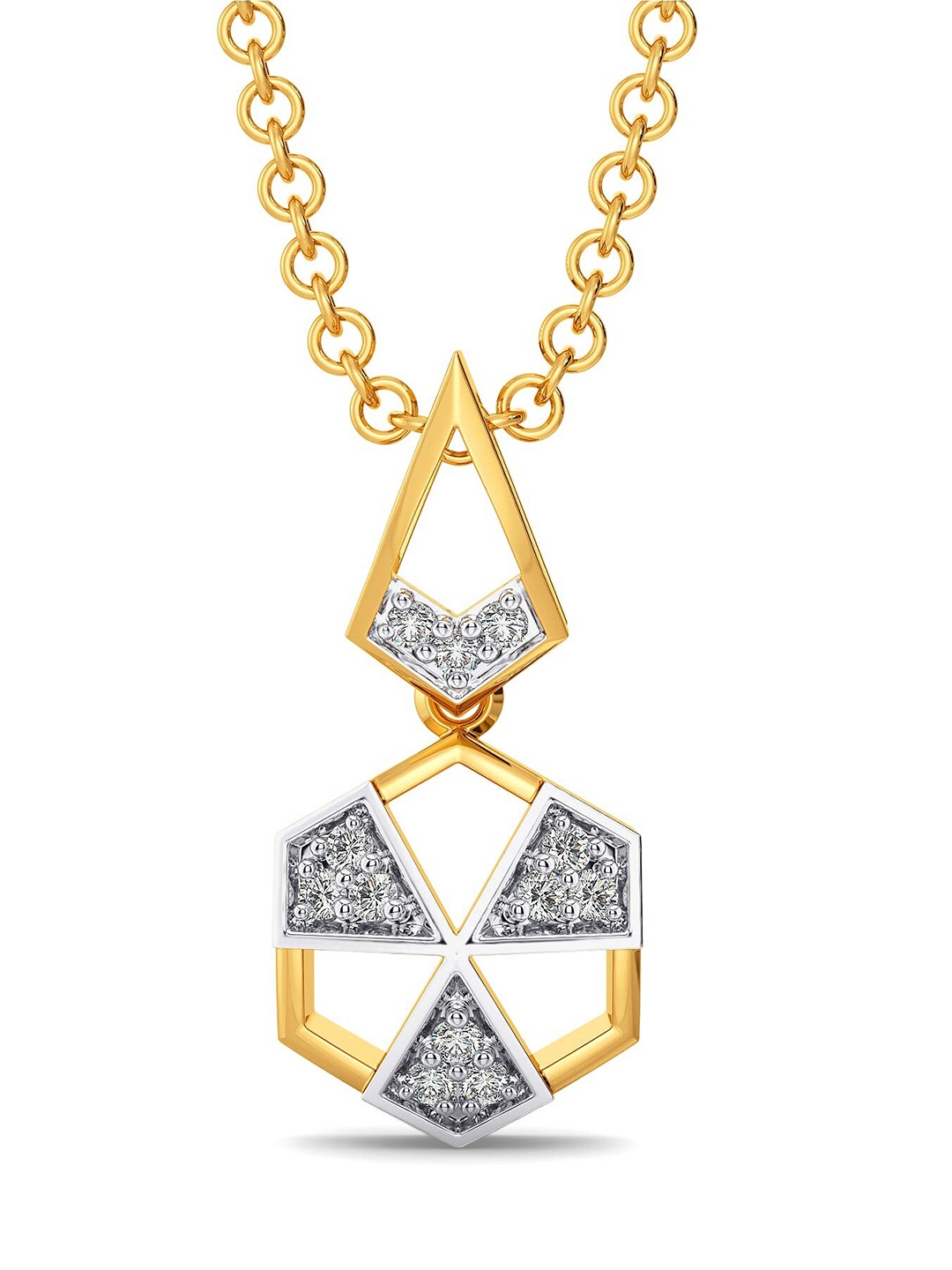 

MELORRA Power Punch Diamond-Studded Rhodium-Plated 18KT Gold Pendant-1.09gm