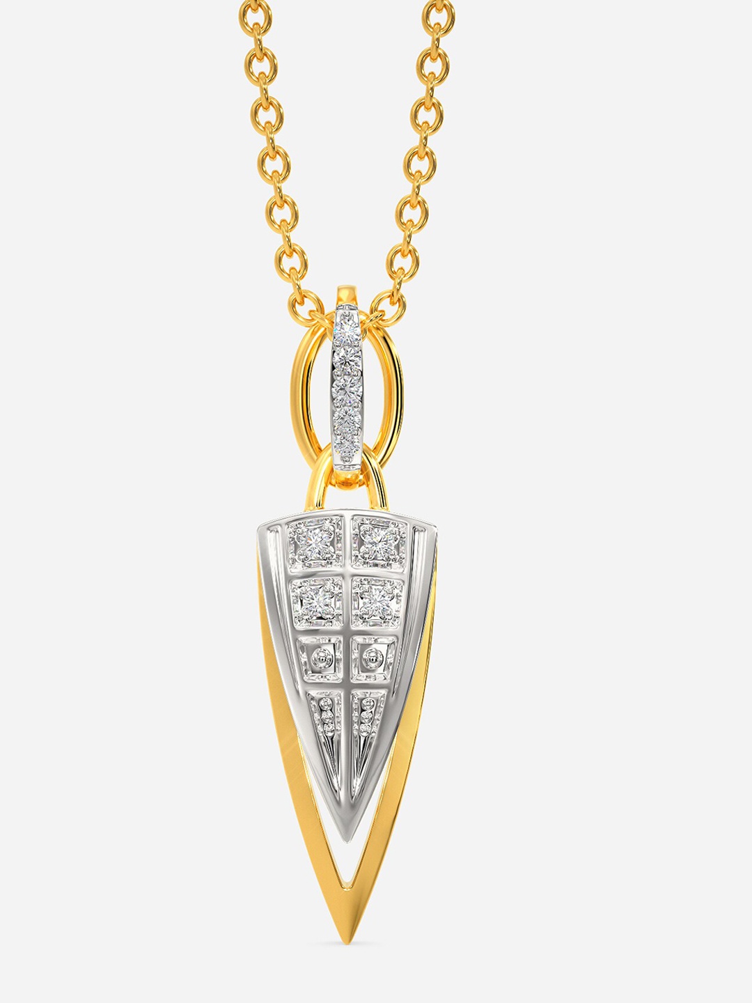 

MELORRA Essentially Sixties Diamond-Studded Rhodium-Plated 18KT Gold Pendant- 2.31 gm