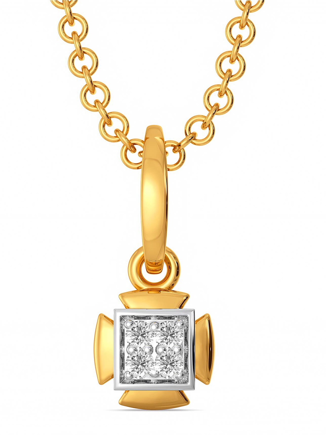 

MELORRA Edgy Editions Diamond-Studded Rhodium-Plated 18KT Gold Pendant-0.71gm
