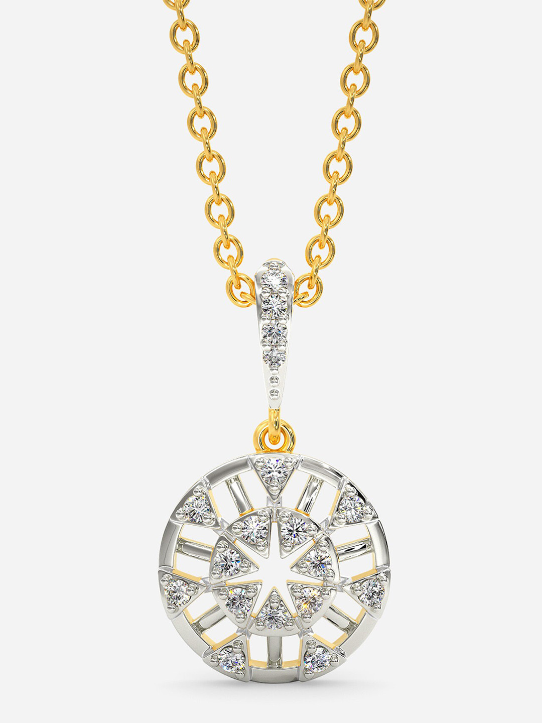 

MELORRA Crochet Crazy Diamond-Studded Rhodium-Plated 18KT Gold Pendant-1.55gm