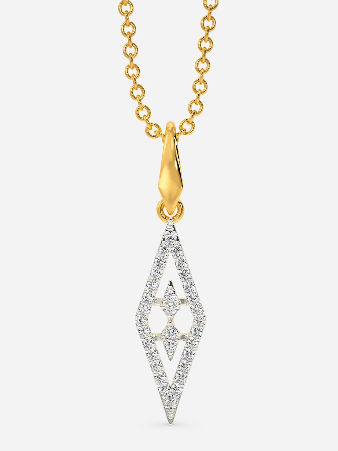 

MELORRA Glimmer Queen Diamond-Studded Rhodium-Plated 18KT Gold Pendant- 1.36 gm