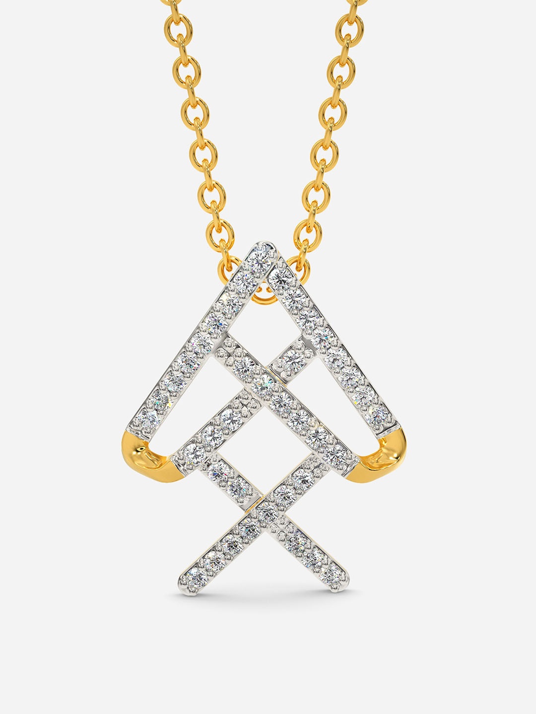 

MELORRA Zippered Lace Diamond-Studded Rhodium-Plated 18KT Gold Pendant-1.59gm