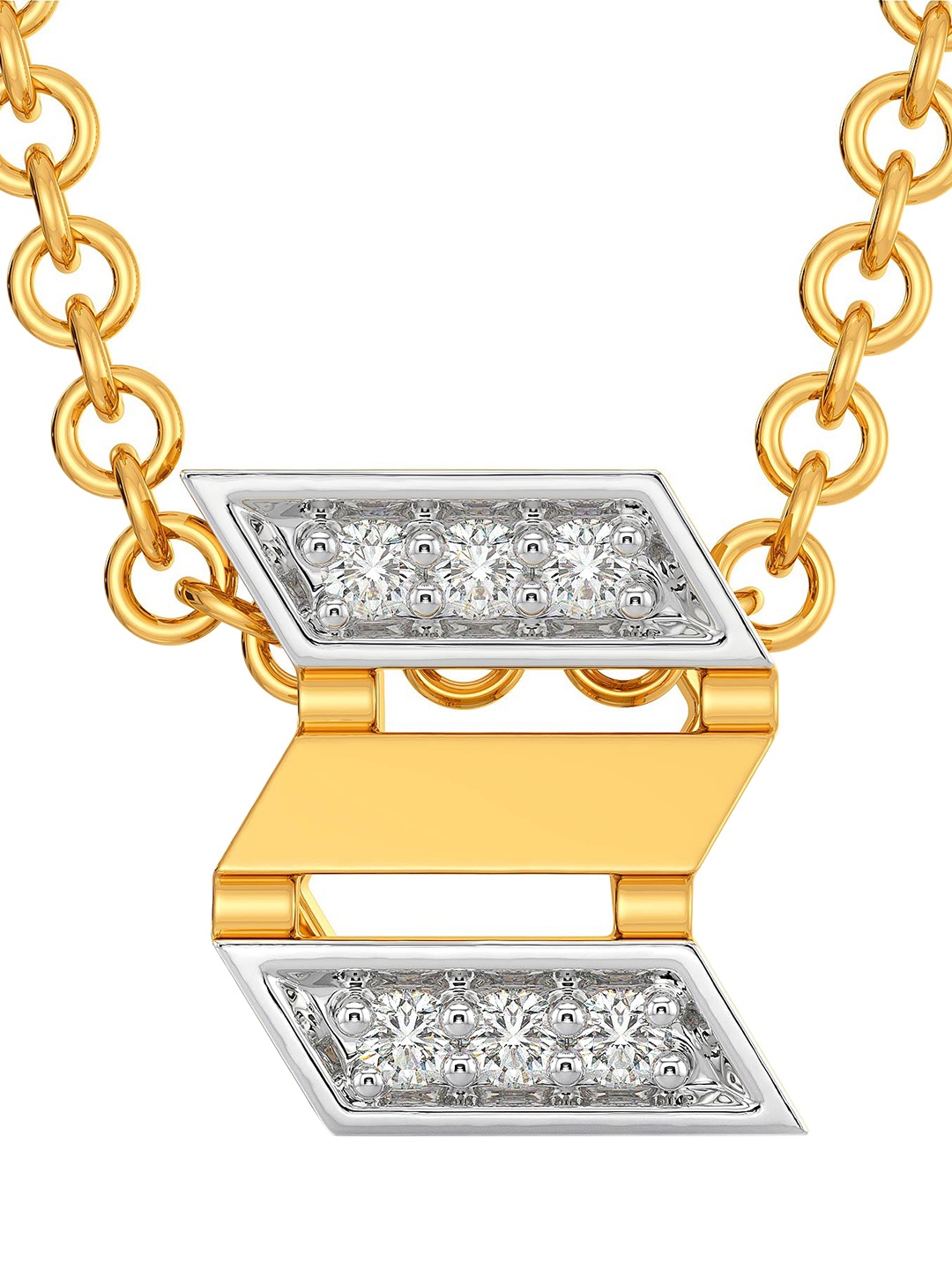 

MELORRA French Twinsets Diamond-Studded Rhodium-Plated 18KT Gold Pendant-0.63gm