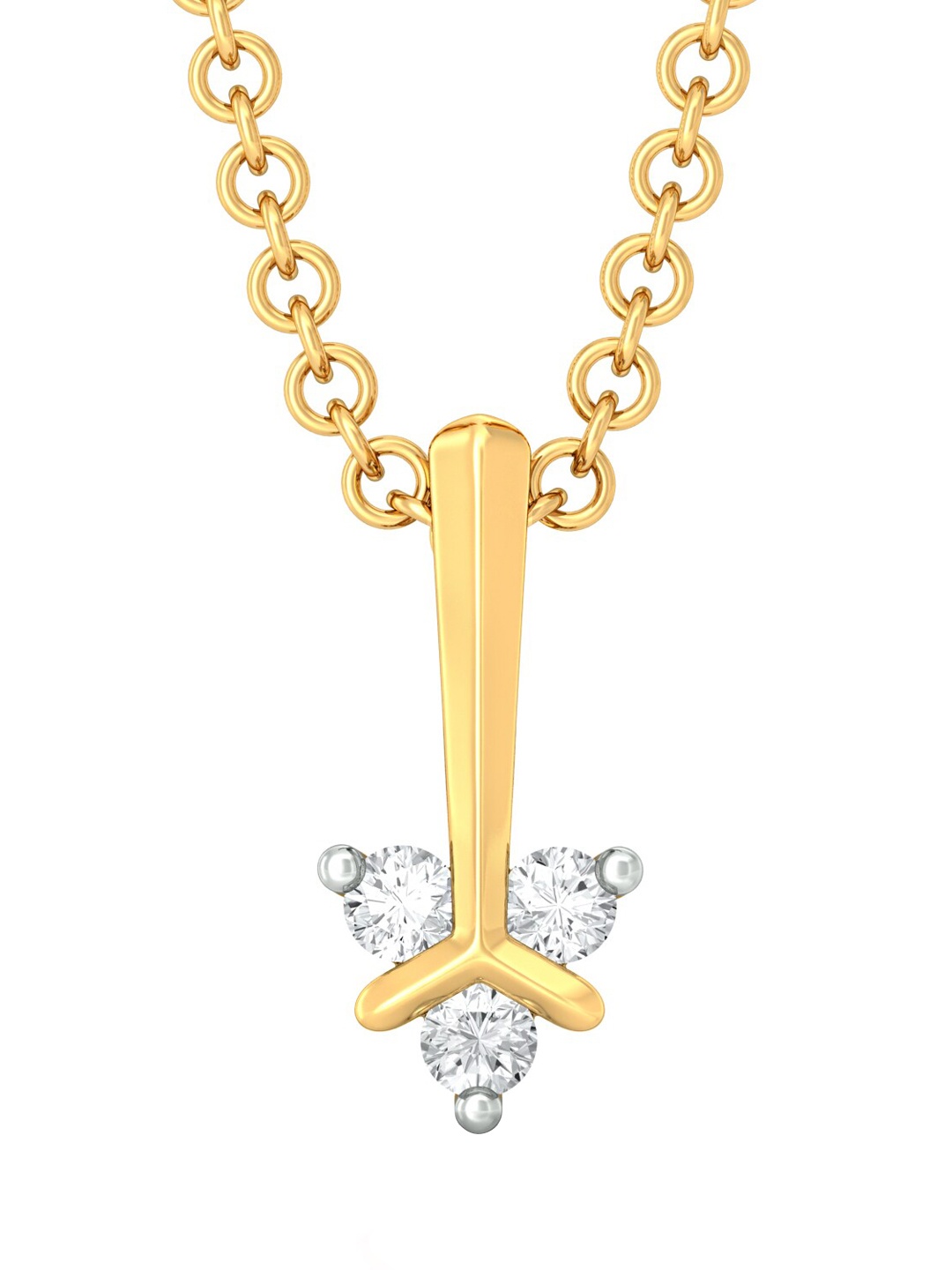 

MELORRA Teeny Troika Diamond-Studded Rhodium-Plated 18KT Gold Pendant- 0.55 gm