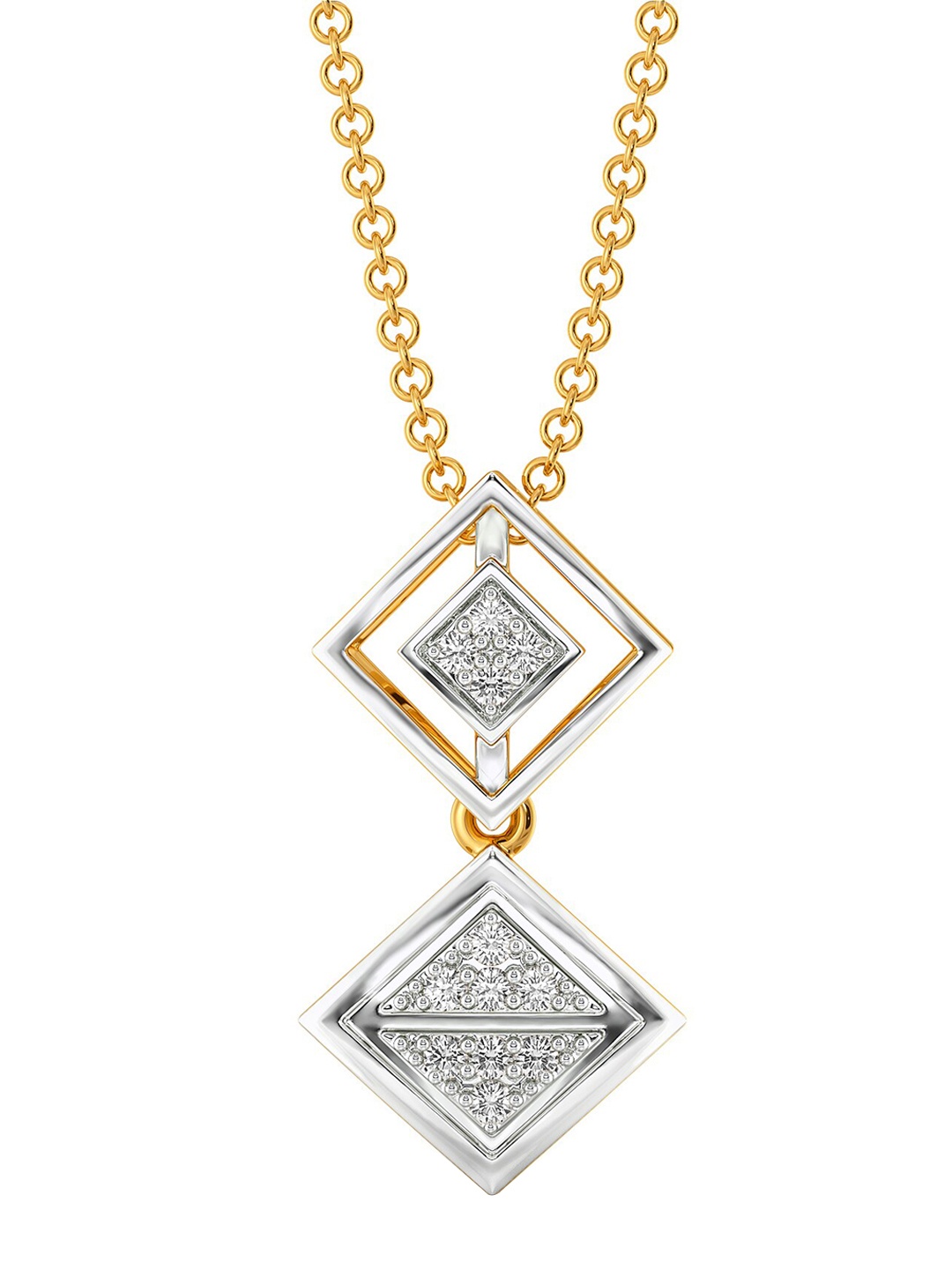 

MELORRA Strap Staple Diamond-Studded Rhodium-Plated 18KT Gold Pendant- 2.58 gm