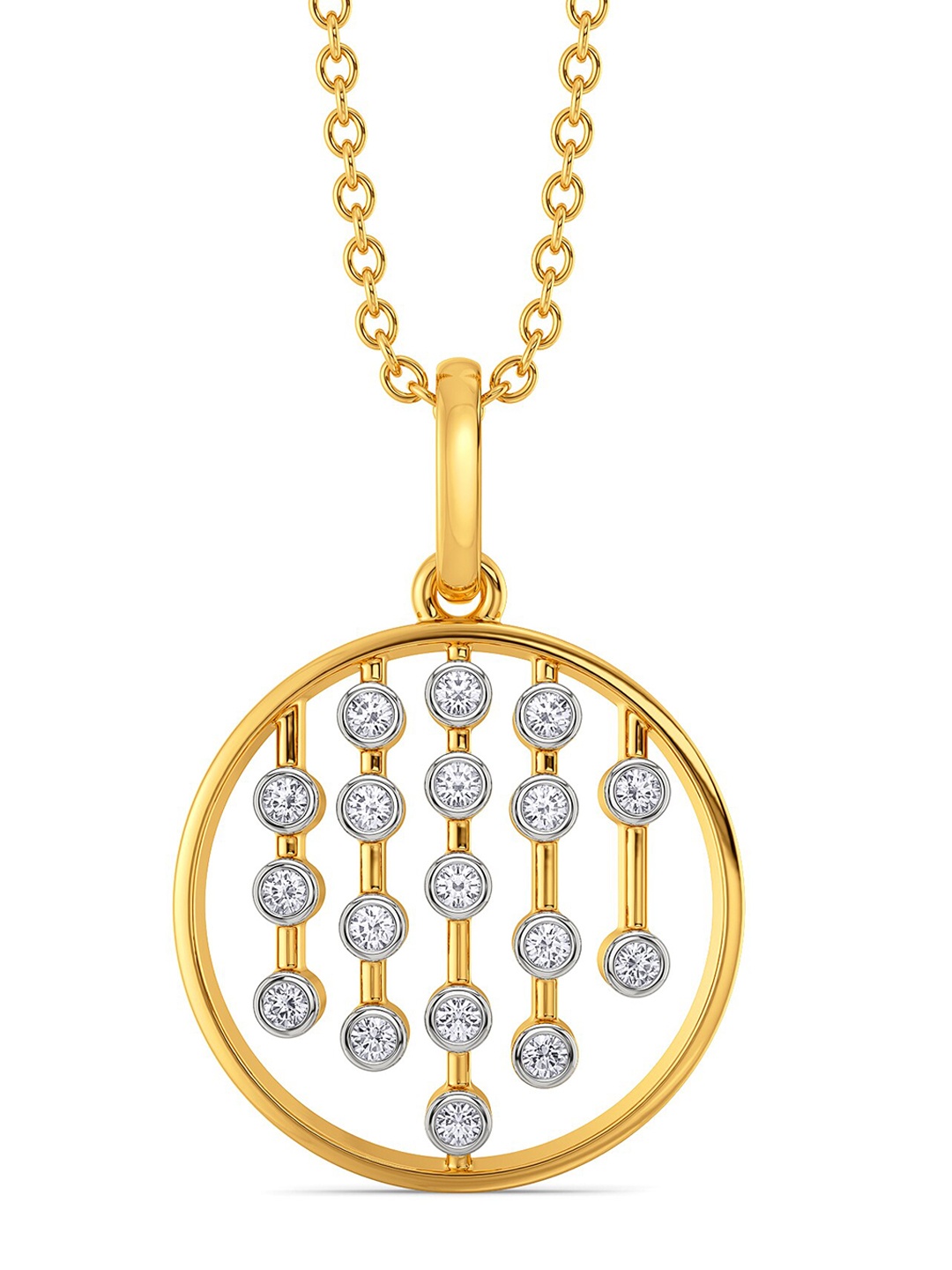 

MELORRA Billy Jeans Diamond-Studded Rhodium-Plated 18KT Gold Pendant- 3.2 gm