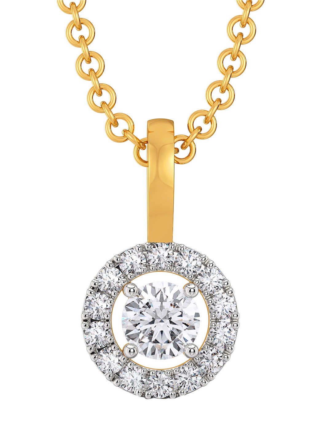 

MELORRA Bling Fling Diamond-Studded Rhodium-Plated 18KT Gold Pendant-0.6gm