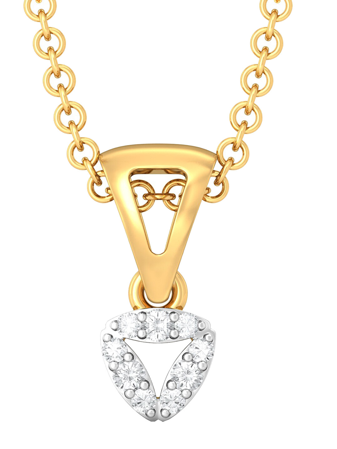 

MELORRA Trio-fic Diamond-Studded Rhodium-Plated 18KT Gold Pendant- 0.83 gm