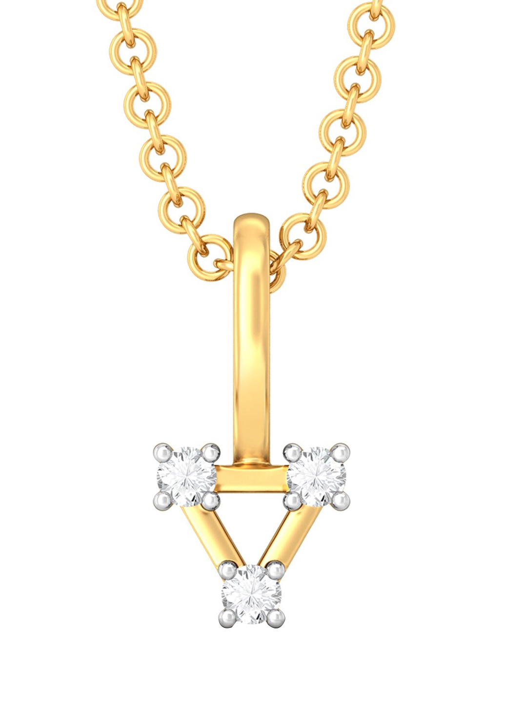 

MELORRA Tricky Trinity Diamond-Studded Rhodium-Plated 18KT Gold Pendant-0.77gm