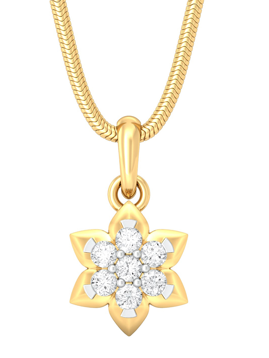 

MELORRA Sparkles Diamond-Studded Rhodium-Plated 18KT Gold Pendant-1.58gm
