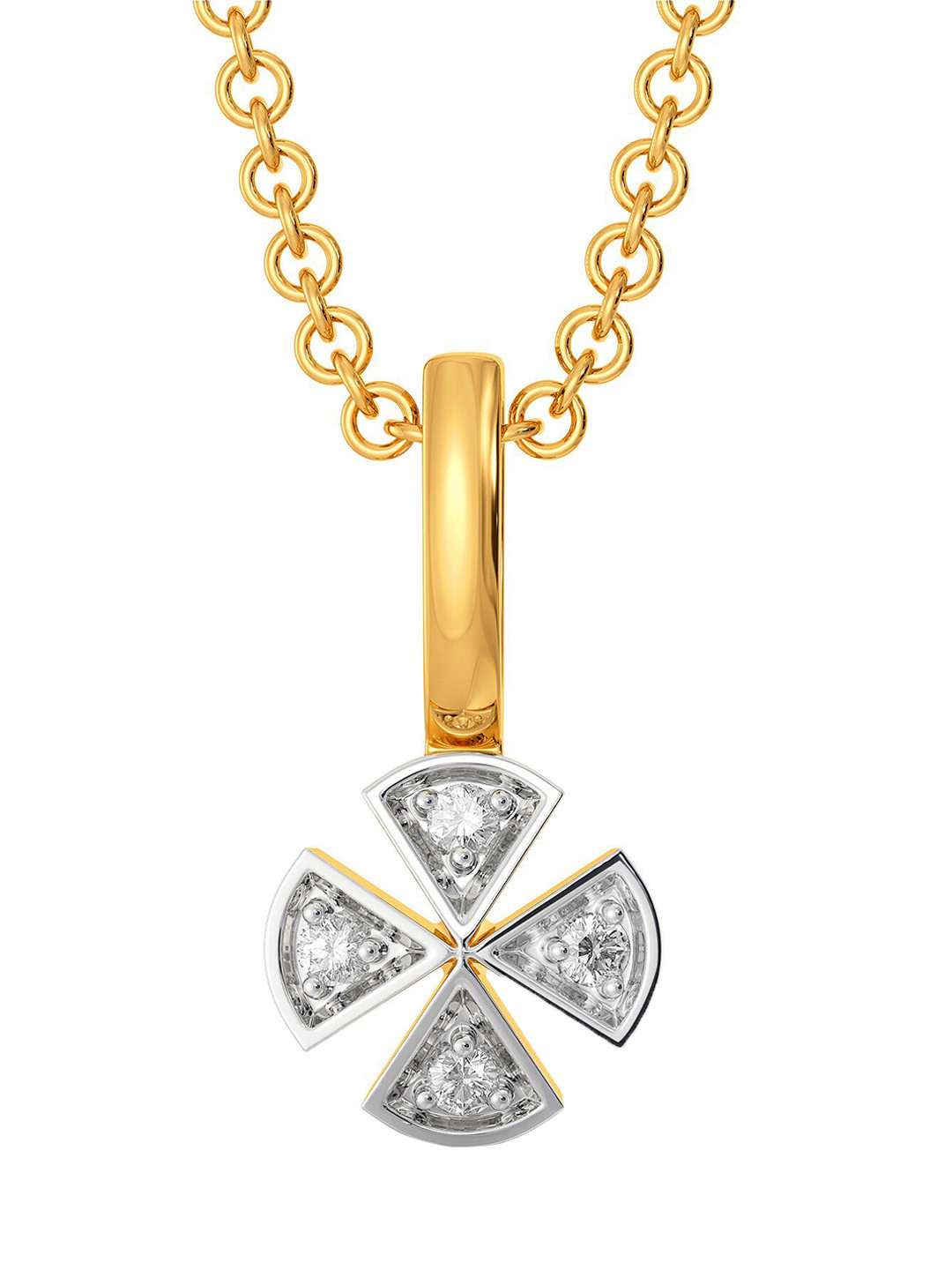

MELORRA Check Remix Diamond-Studded Rhodium-Plated 18KT Gold Pendant-0.86gm